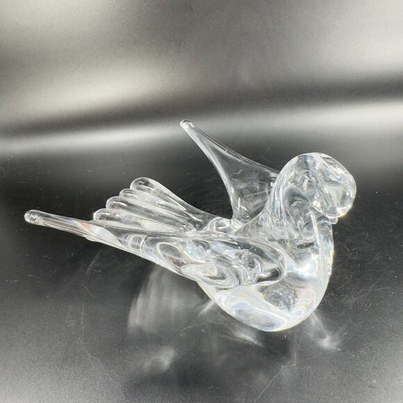 Swedish Clear Glass Bird Figurine Paperweight Manganese 365nm Green UV Glow VTG - Picture 13 of 15